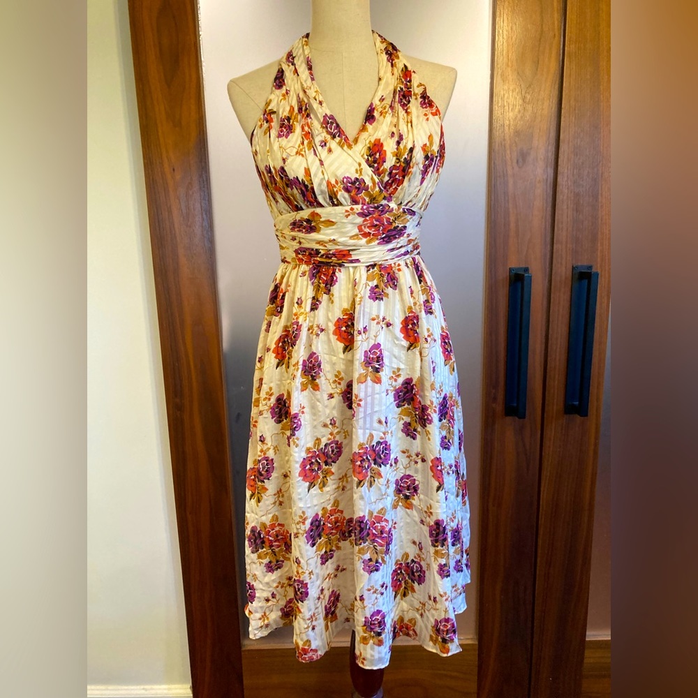 Betsey Johnson silk floral halter dress. Sz 4